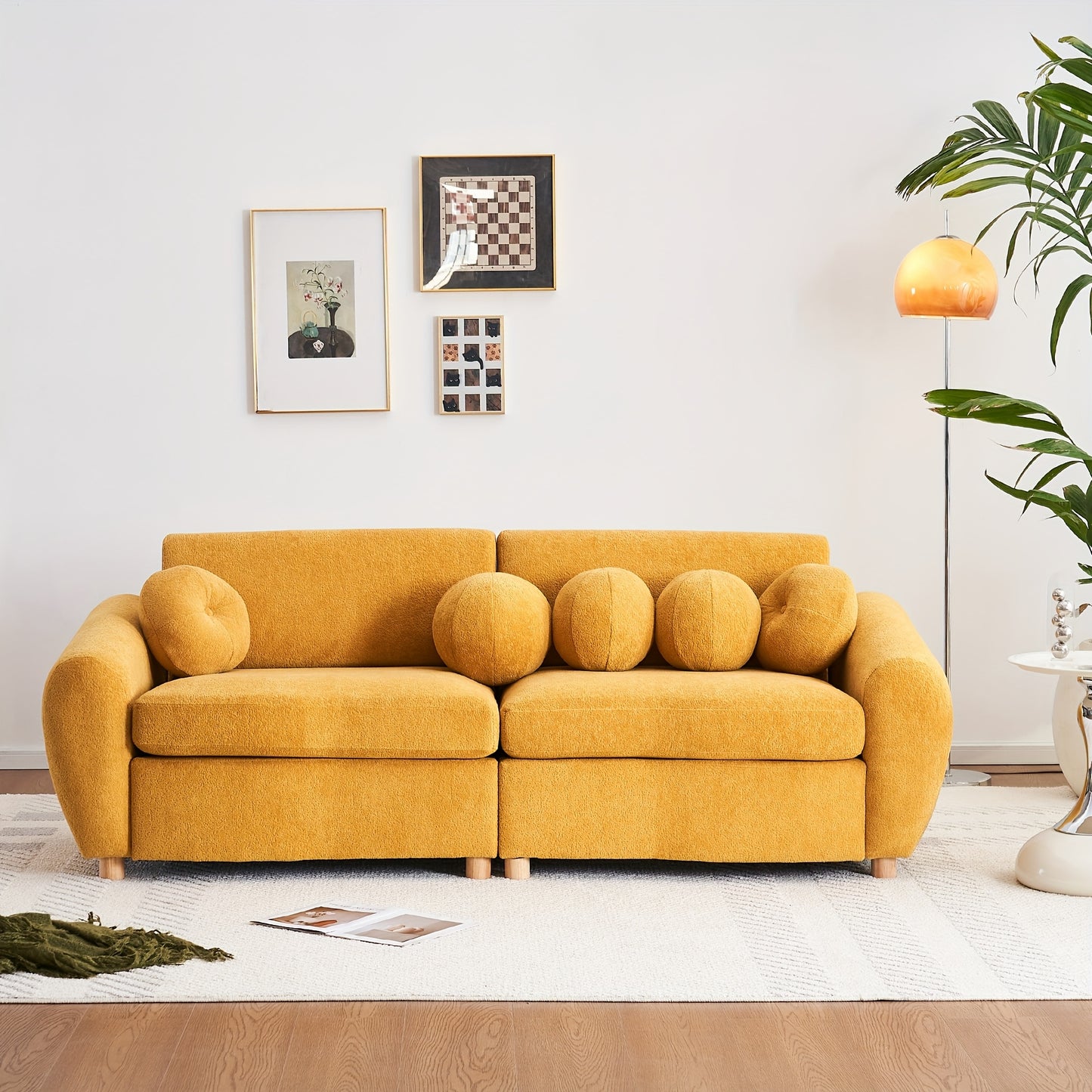 Modern Sofa For Living Room, 84" Green Chenille Sofa Couch, Sectional Love Seat Couch, Upholstered Sofa For Apatment Bedroom Home Office
