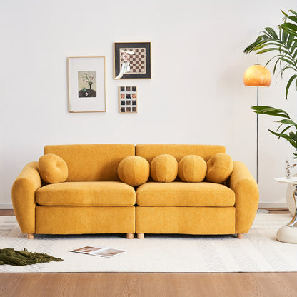 Modern Sofa For Living Room, 84" Green Chenille Sofa Couch, Sectional Love Seat Couch, Upholstered Sofa For Apatment Bedroom Home Office