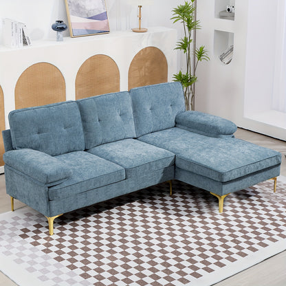 84"L Shape Sofa For Living Room, Convertible L Shape Couch 3 Seat Comfy Sofa, Modern Chenille Fabric Couches With Reversible Wide Chaise & Fluffy Armrests For Apartment, Small Space