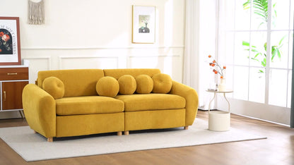 Modern Sofa For Living Room, 84" Green Chenille Sofa Couch, Sectional Love Seat Couch, Upholstered Sofa For Apatment Bedroom Home Office