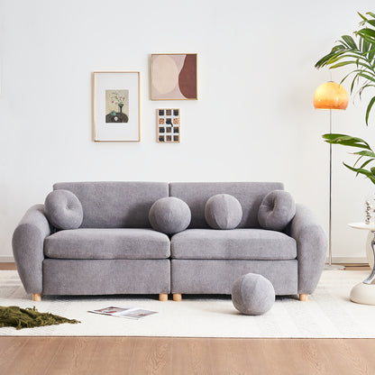 Modern Sofa For Living Room, 84" Green Chenille Sofa Couch, Sectional Love Seat Couch, Upholstered Sofa For Apatment Bedroom Home Office