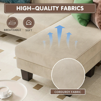 3 Seater Sofa Convertible Reversible Sofa Living Room Furniture Set Corduroy Local Warehouse