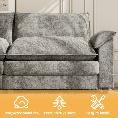 Reversible Toffee 3-seat L-shaped Sectional Sofa with Movable Footrest from Local Warehouse