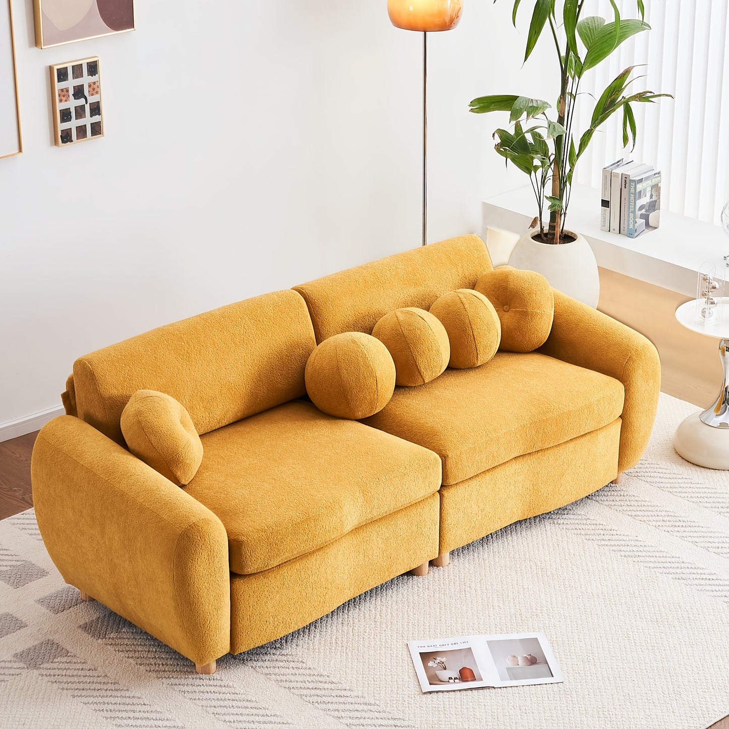 Modern Sofa For Living Room, 84" Green Chenille Sofa Couch, Sectional Love Seat Couch, Upholstered Sofa For Apatment Bedroom Home Office