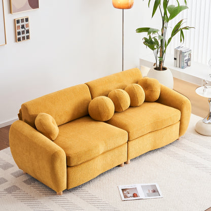 Modern Sofa For Living Room, 84" Green Chenille Sofa Couch, Sectional Love Seat Couch, Upholstered Sofa For Apatment Bedroom Home Office