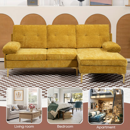 84"L Shape Sofa For Living Room, Convertible L Shape Couch 3 Seat Comfy Sofa, Modern Chenille Fabric Couches With Reversible Wide Chaise & Fluffy Armrests For Apartment, Small Space